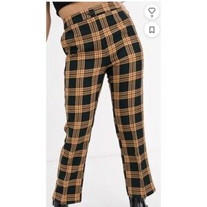 Collusion Pants Womens 2 Petite Orange Black Check Plaid Punk Grunge Y2K